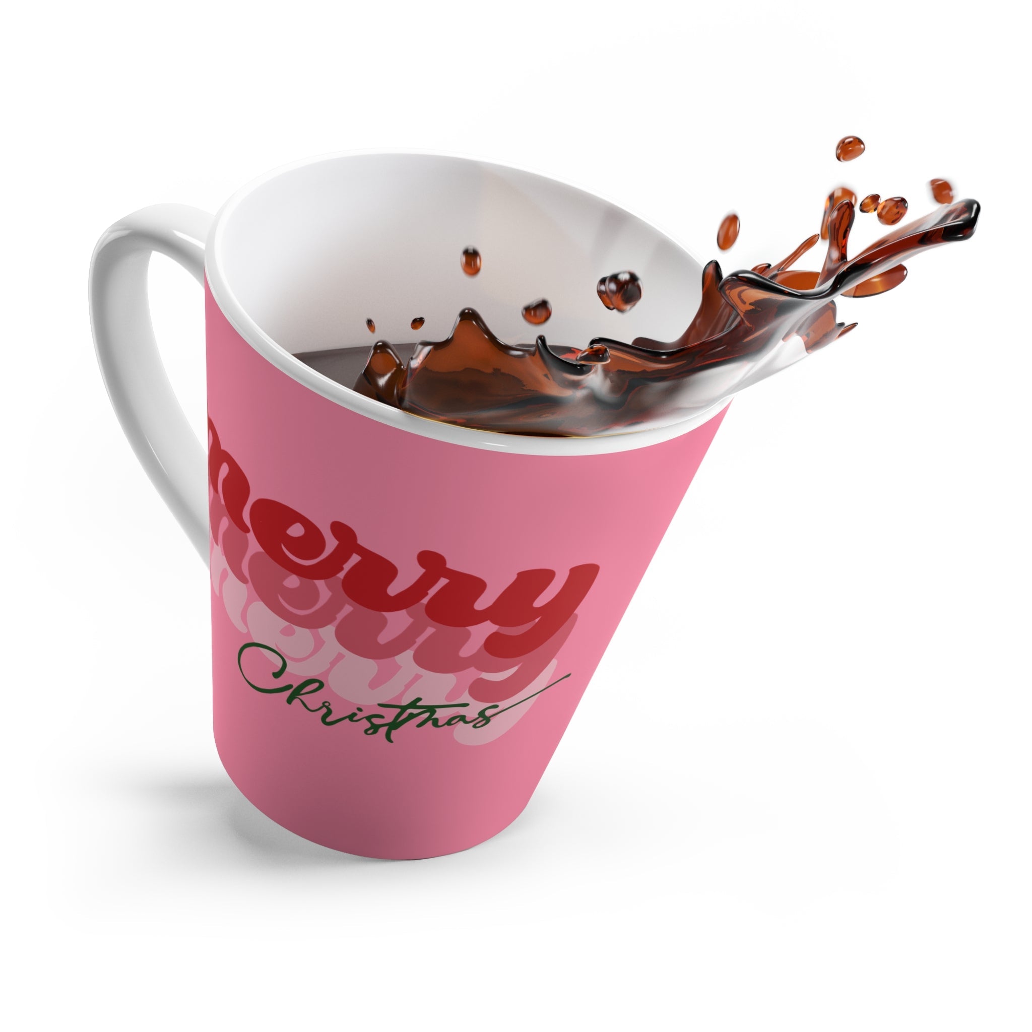 Merry Merry Merry Christmas Pink Latte Coffee Mug
