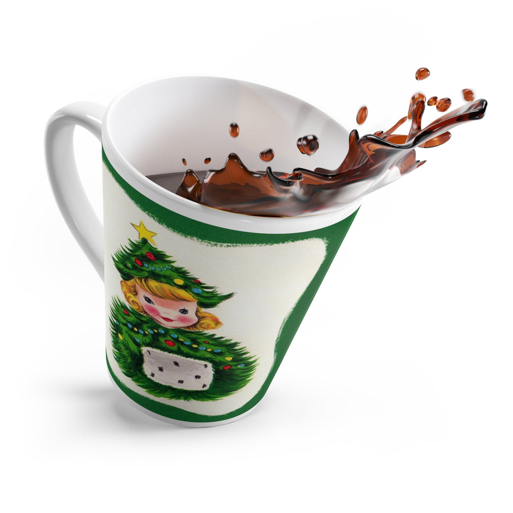 Christmas Tree Hat Lady Retro Christmas Print Latte Coffee Mug