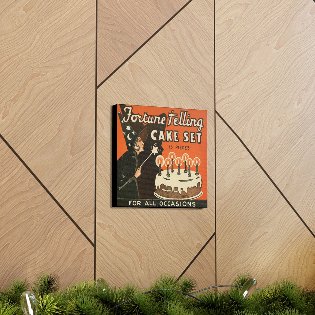 Fortune Telling Cake Set Retro Vintage Halloween Print Canvas Gallery Wrap