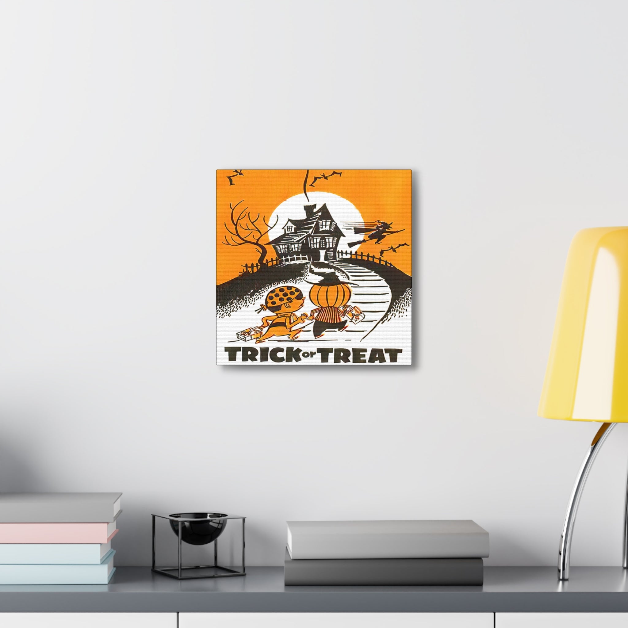 Trick Or Treat Retro Halloween Print Canvas Gallery Wrap