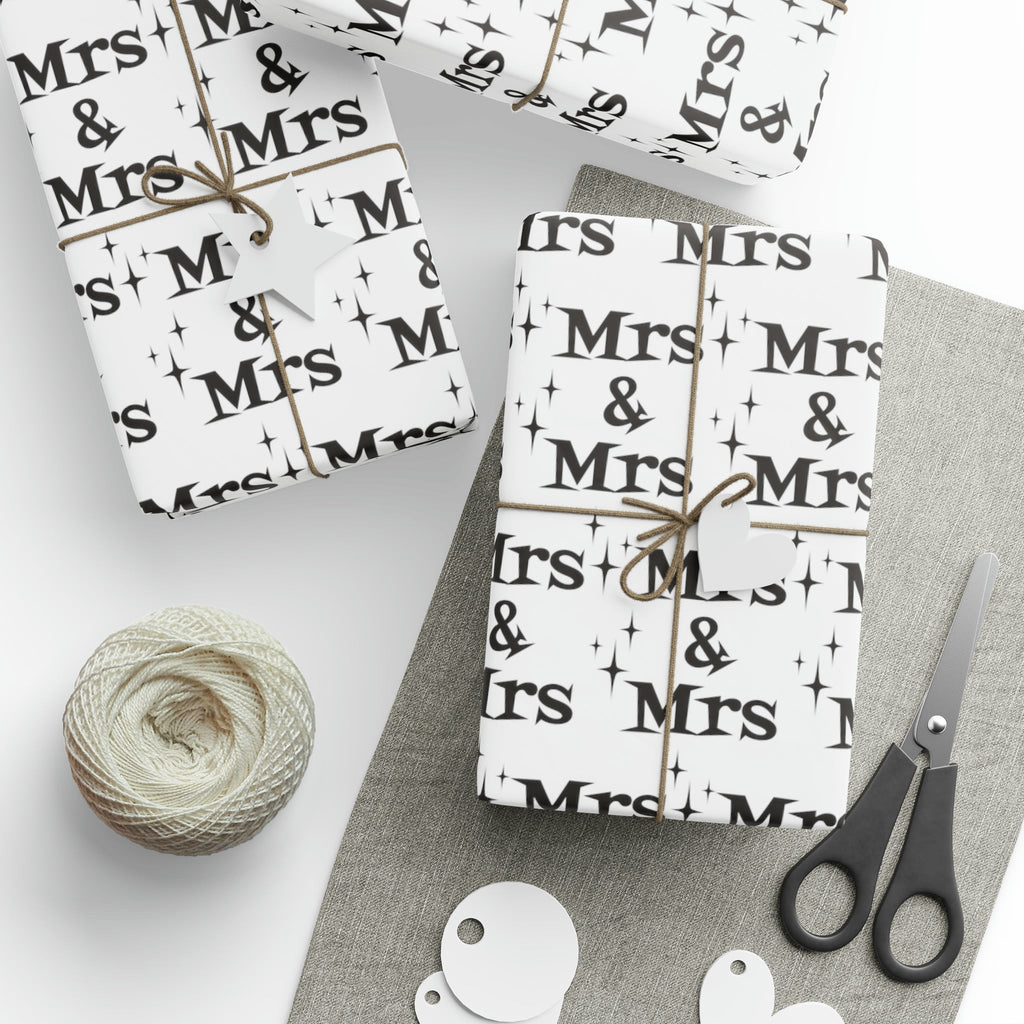 Mrs. And Mrs. Atomic Mid Century Retro Style Wedding Holiday Gift Wrap Paper - Glossy Or Matte