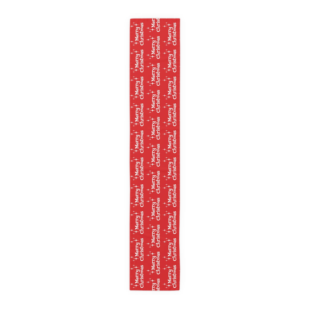 Merry Christmas Starburst Atomic Mid Century Retro Style Christmas Decor Red Cotton Poly Table Runner