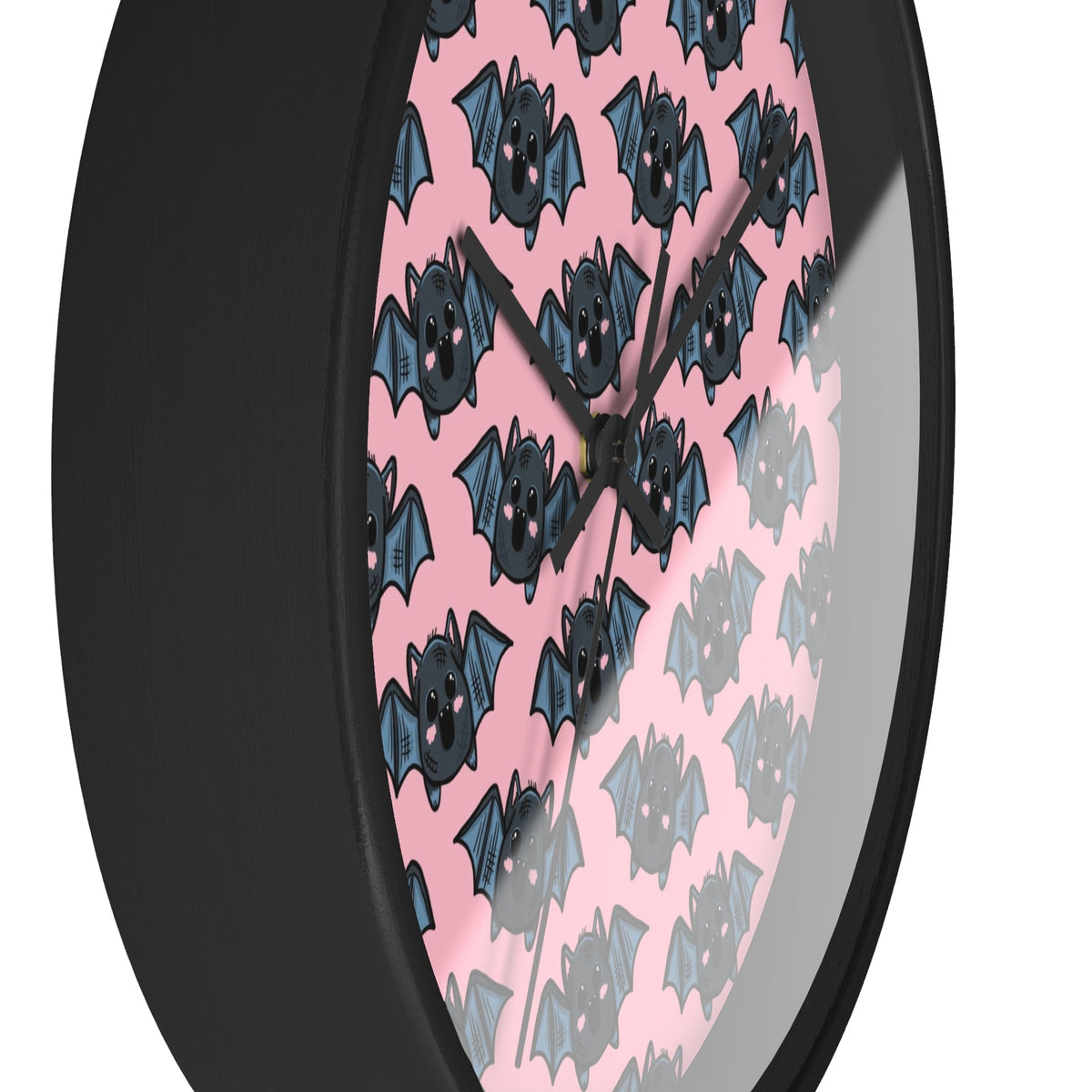 Cute Pink Bats Halloween Print Decor Wall Clock