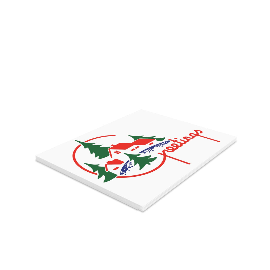 Greetings Christmas Mid Century Retro Christmas Print Matte Greeting Cards (8, 16, and 24 pcs)