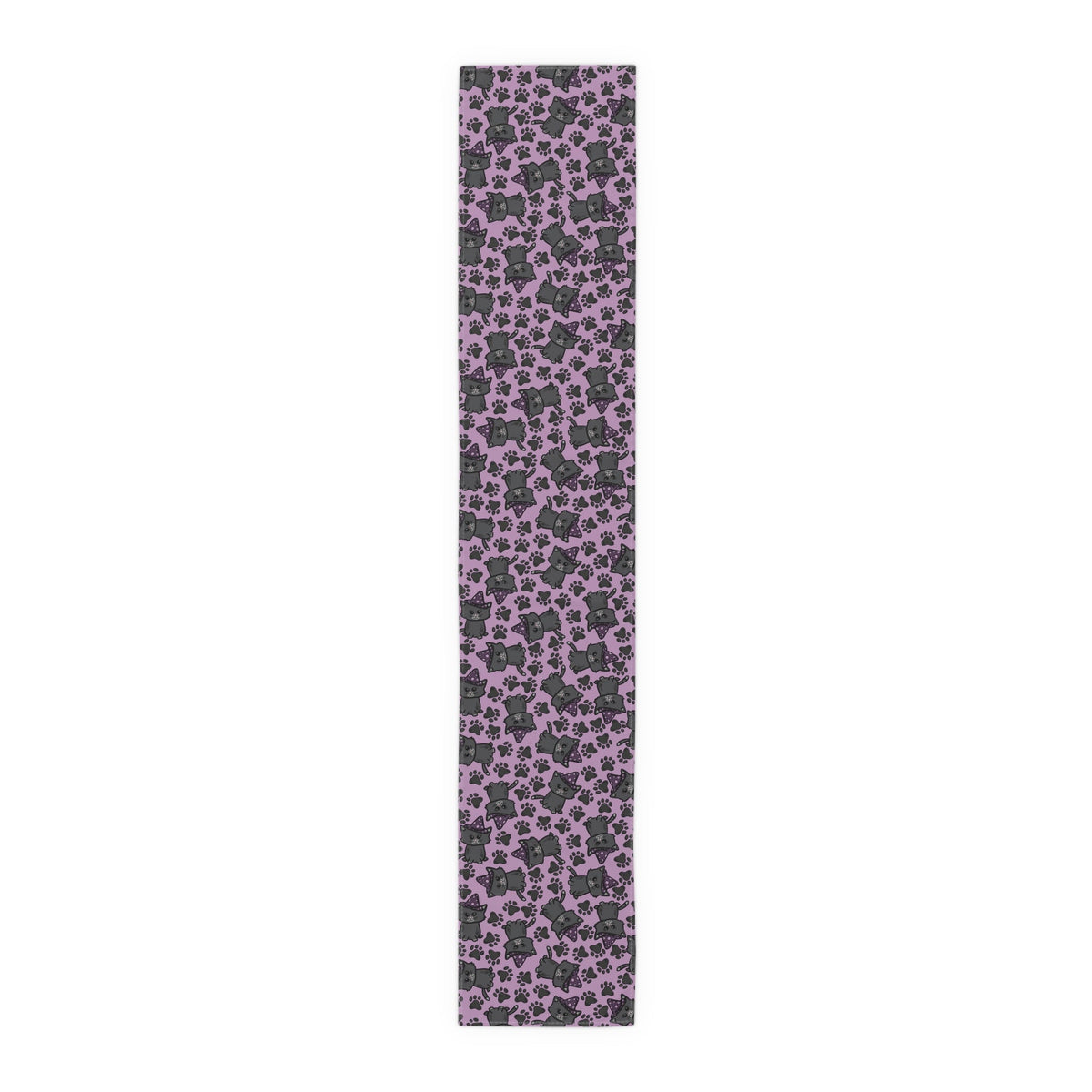 Witchy Kitties Cute Halloween Print Fall Autumn Decor Purple Cotton Poly Table Runner