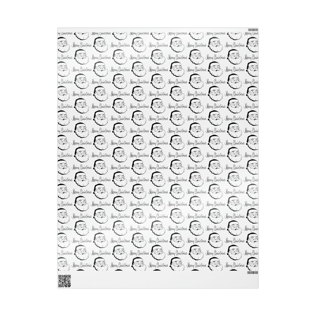 Merry Christmas Santa Black And White Mid Century Retro Christmas Print Holiday Gift Wrap Paper - Glossy Or Matte