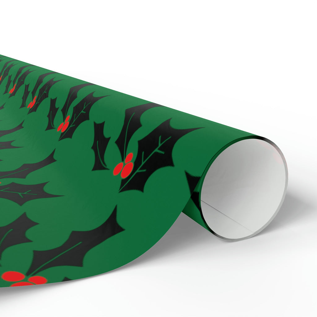 Christmas Holly Mid Century Retro Christmas Print Holiday Gift Wrap Paper - Glossy Or Matte