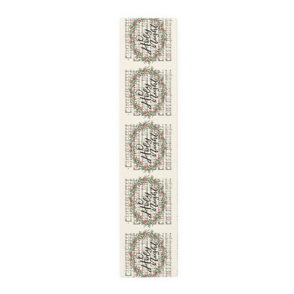 O Holy Night Wreath Retro Sheet Music Christmas Cotton Poly Table Runner