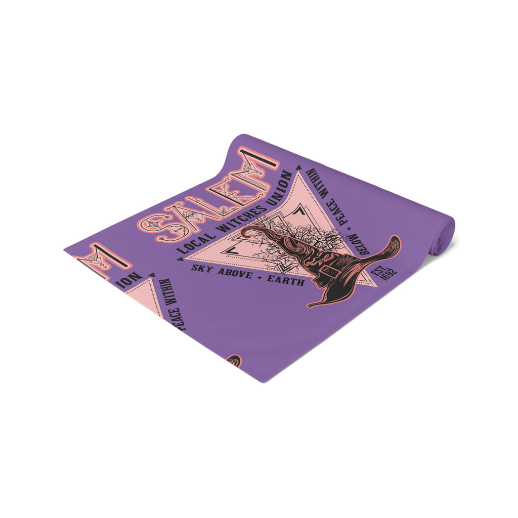 Salem Witches Union Halloween Fall Autumn Decor Purple Cotton Poly Table Runner