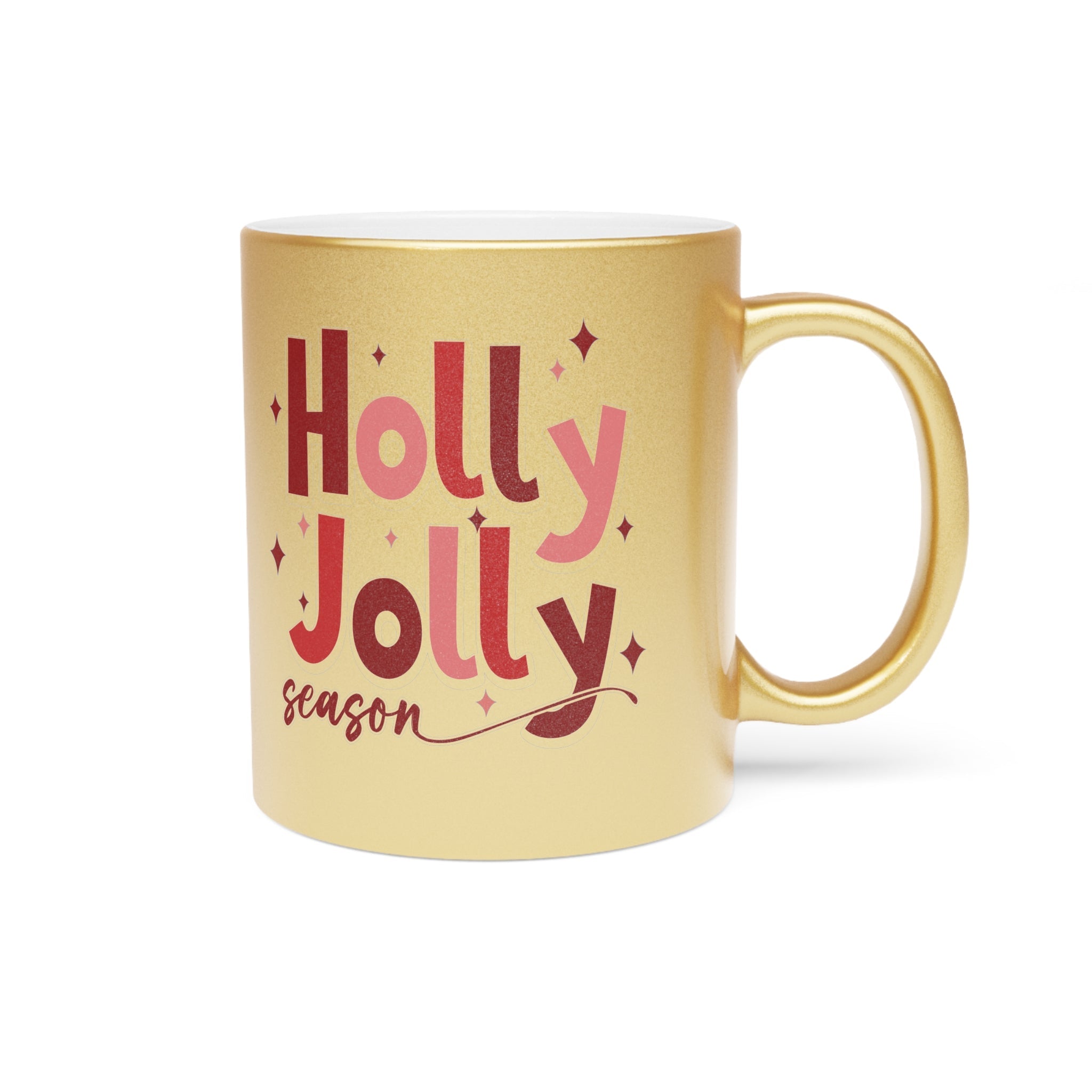 Holly Jolly Season Gold Metallic Mug