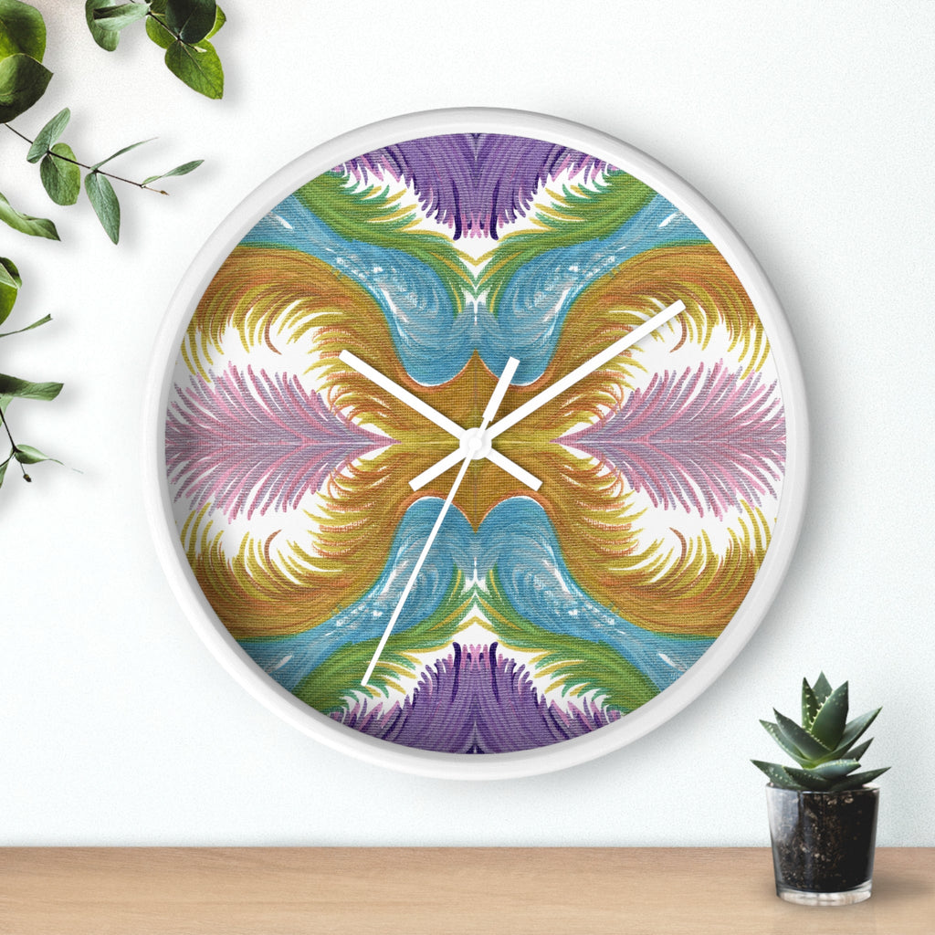 Lyran Feathers Caden Caraco White Wooden Silent Wall Clock