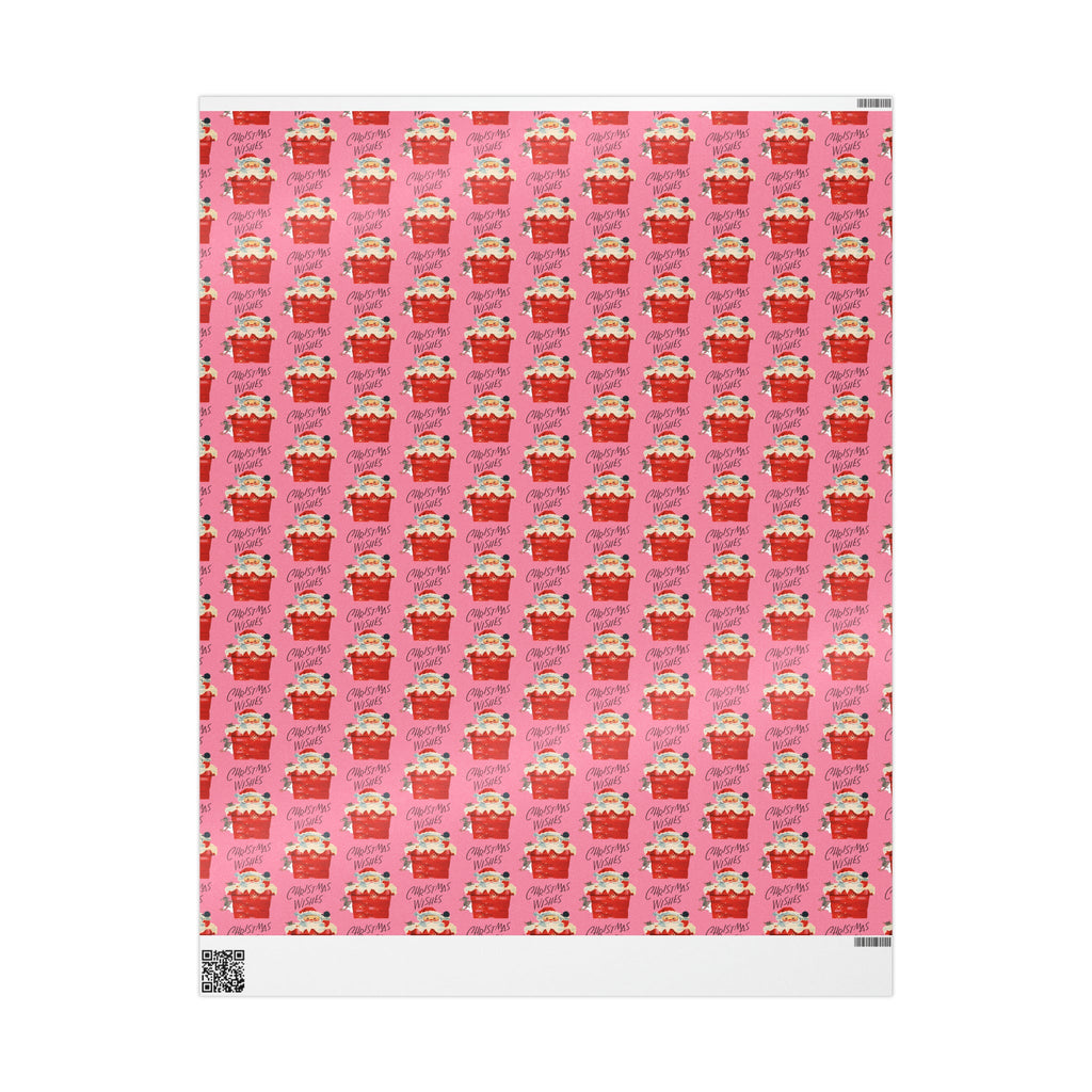 Christmas Wishes Santa In Chimney Pink Mid Century Retro Christmas Style Holiday Gift Wrap Paper - Glossy Or Matte