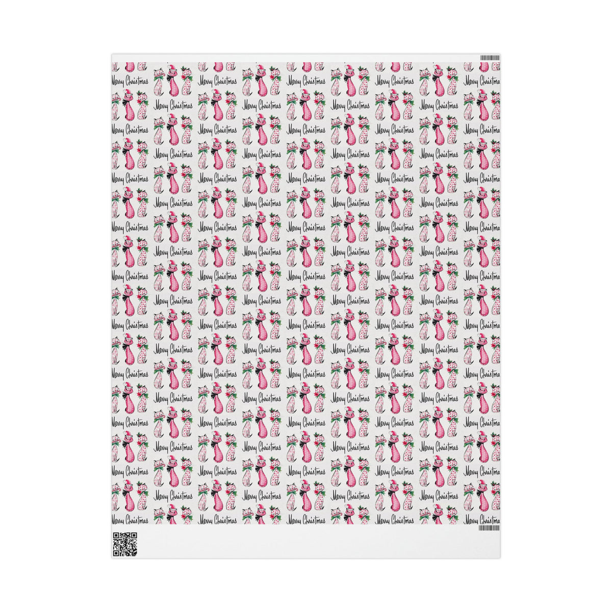 Merry Christmas Cats Mid Century Retro Christmas Print Holiday Gift Wrap Paper - Glossy Or Matte