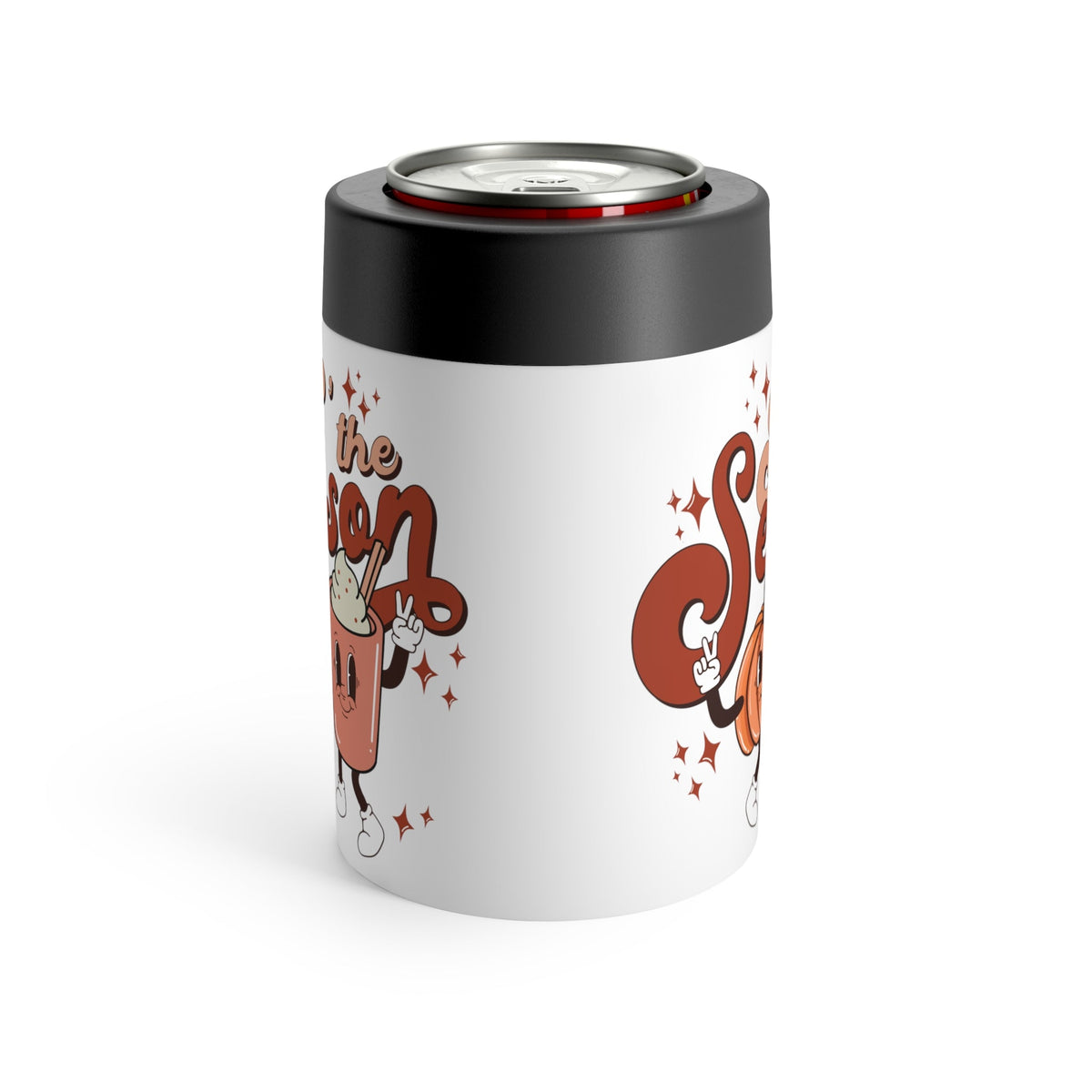 Tis The Season For Pumpkin Spice Retro Style Autumn Fall Lined Stainless Steel Can Holder
