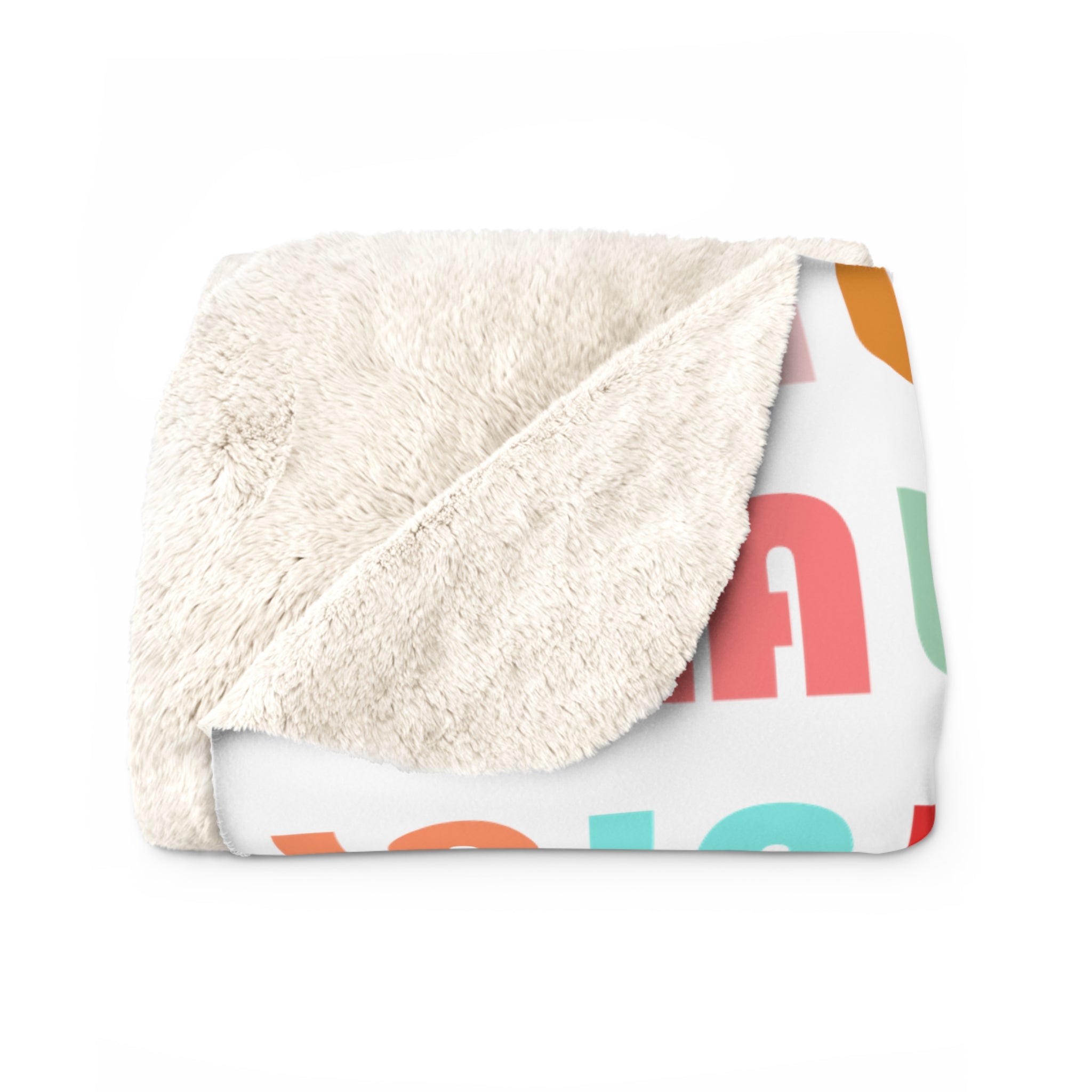 Fa La La Christmas Retro Style Print Sherpa Fleece Blanket