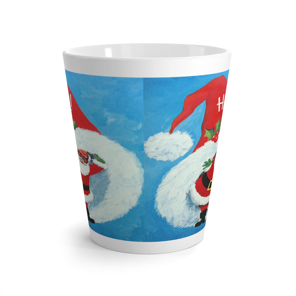 Hi Winking Santa Mid Century Retro Christmas Print Latte Mug