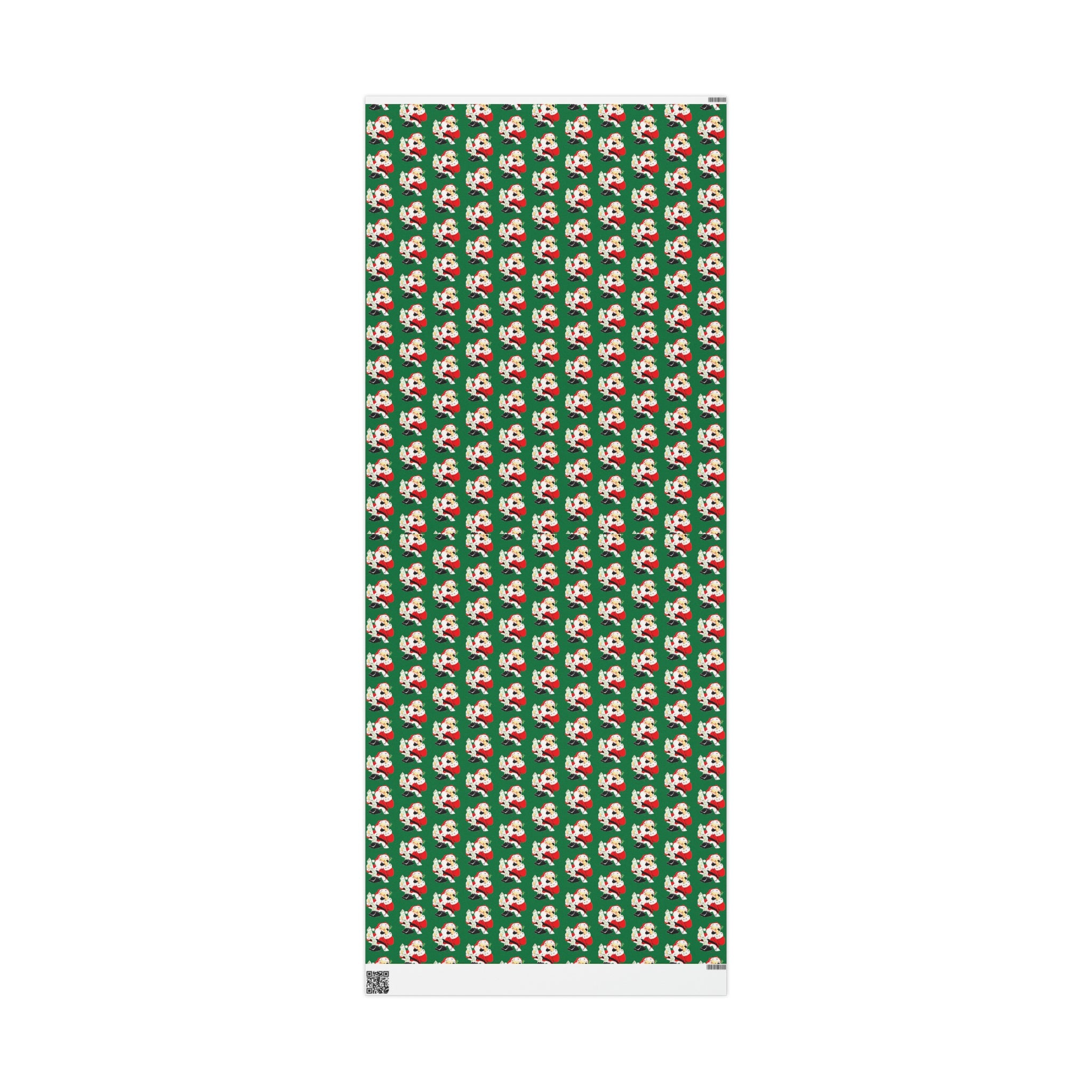 Santa Checking His List On Telephone Green Mid Century Retro Christmas Print Holiday Gift Wrap Paper - Glossy Or Matte