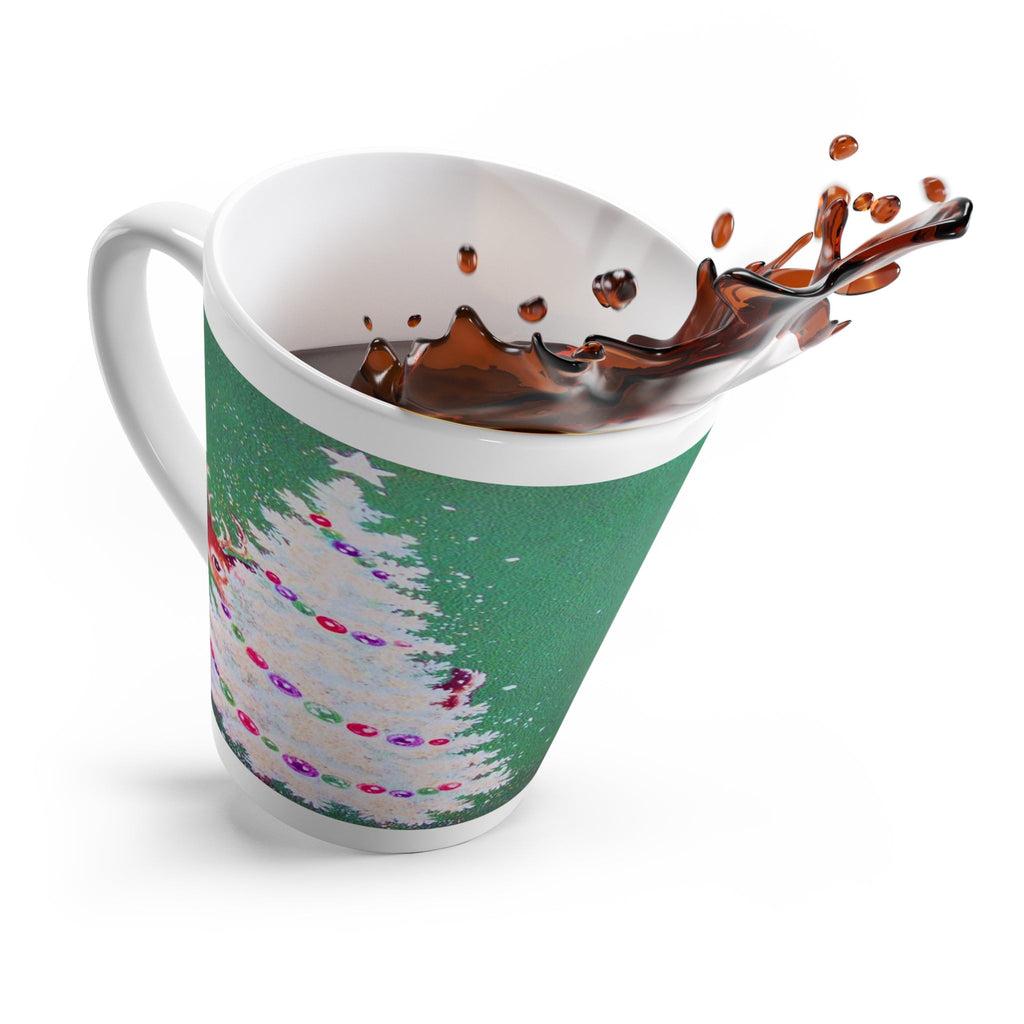 Reindeer Christmas Tree 50s Mid Century Retro Christmas Print Latte Coffee Mug