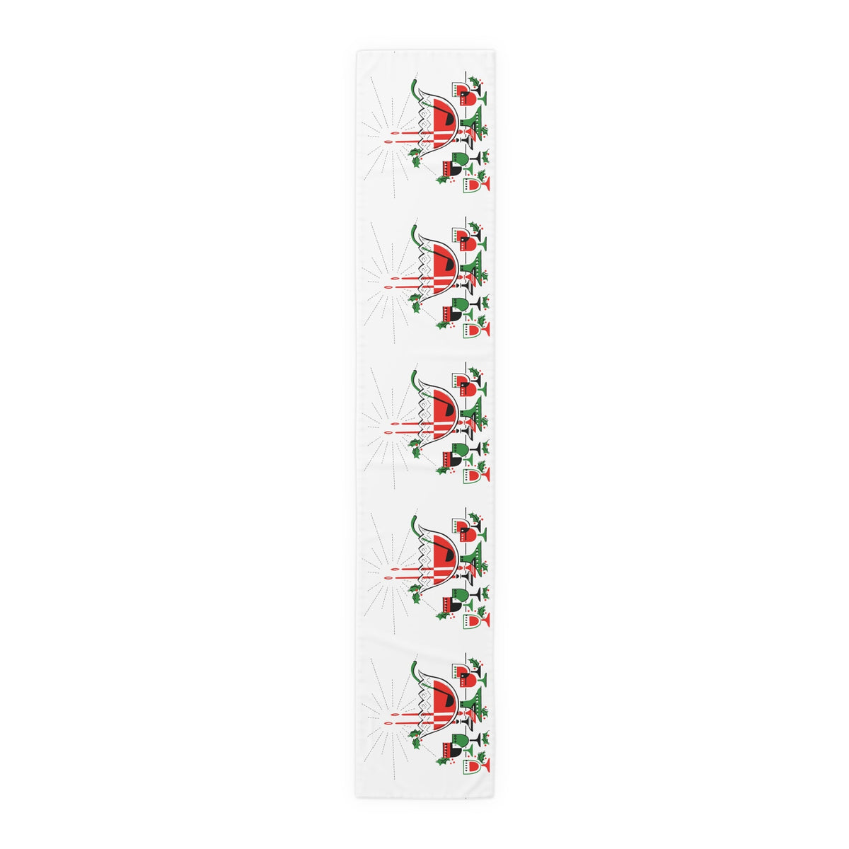 Christmas Cocktails Punchbowl 50s Mid Century Retro Christmas Print Home Decor Cotton Poly Table Runner