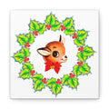 Reindeer With Holly Mid Century Retro Christmas Canvas Gallery Wrap