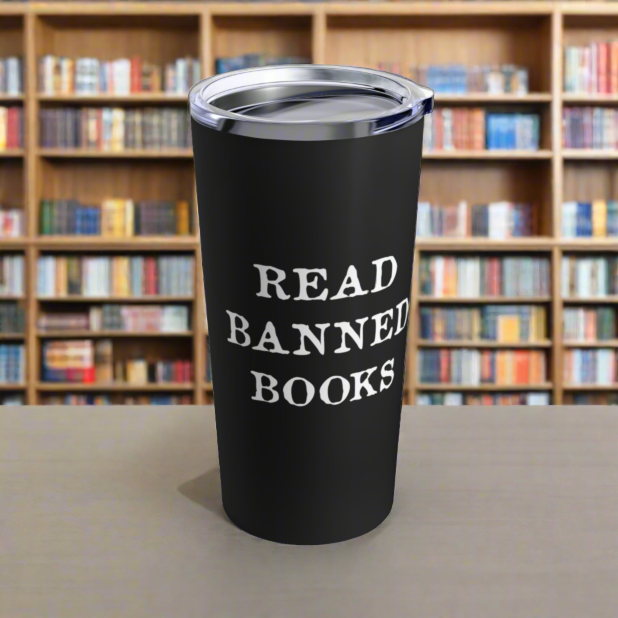 Read Banned Books Black Stainless Steel Travel Tumbler Mug 20 Oz
