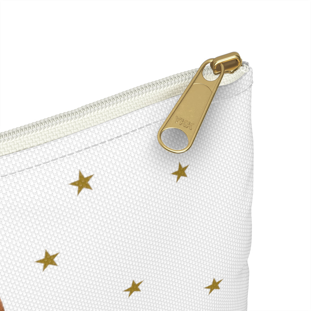 Reindeer Gold Stars Mid Century Retro Christmas Print Polyester Accessory Pouch Travel Bag