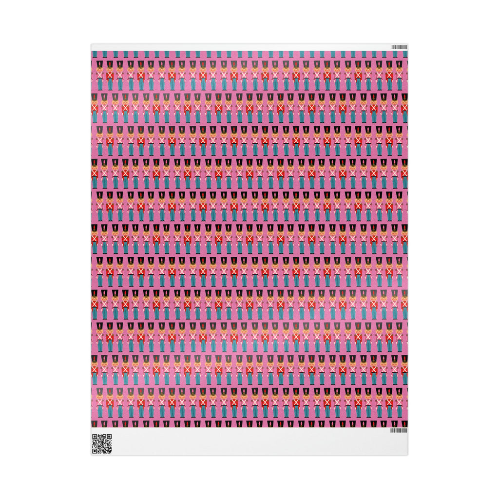 Christmas Toy Soldiers Pink Mid Century Retro Christmas Style Holiday Gift Wrap Paper - Glossy Or Matte