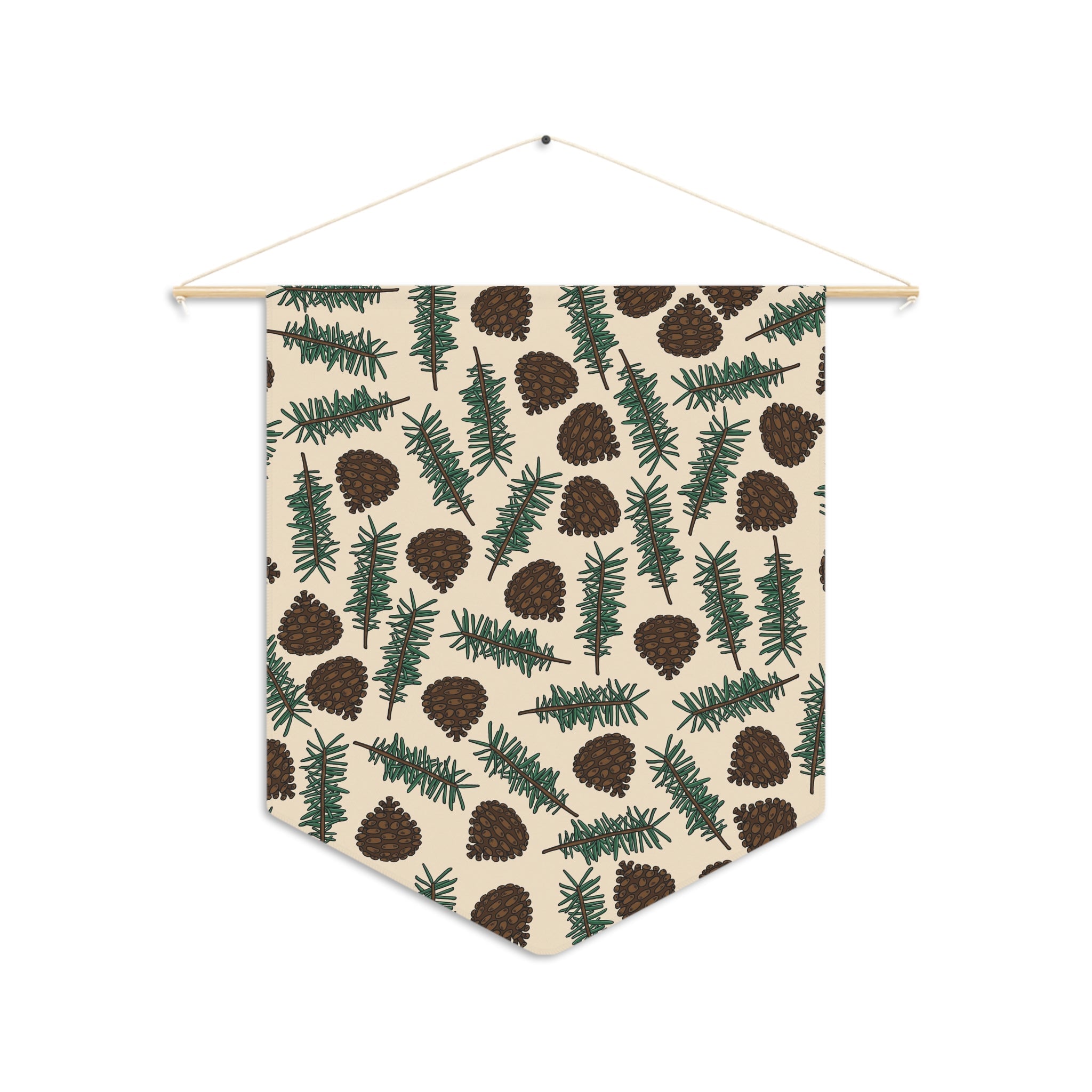 Pinecones With Sprigs Of Pine Cute Winter Christmas Decor Wall Hanging Banner Flag