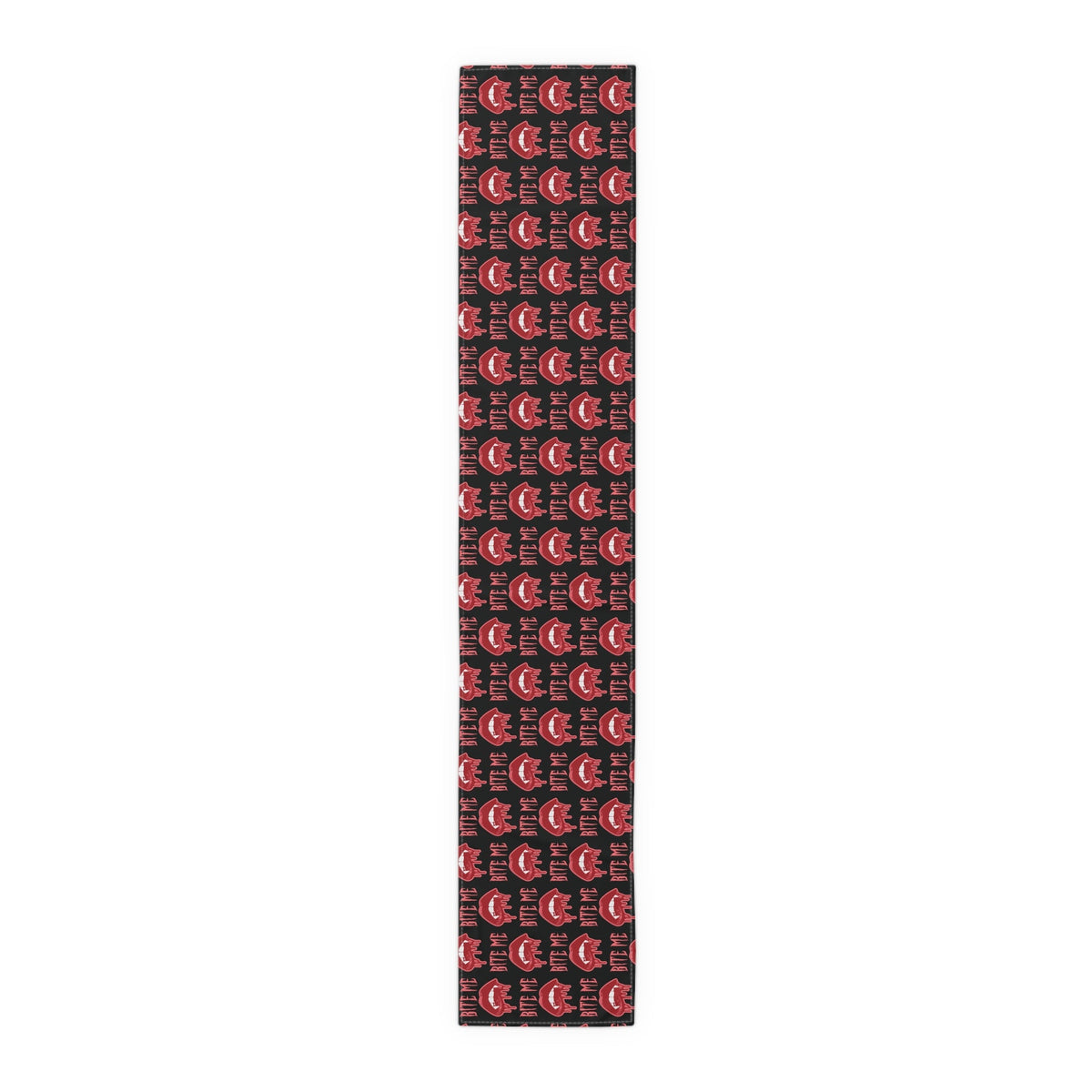 Bite Me Vampire Fangs Bloody Halloween Black Decor Cotton Poly Table Runner