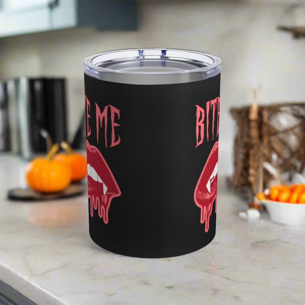 Bite Me Vampire Halloween Stainless Steel Travel Tumbler 10oz