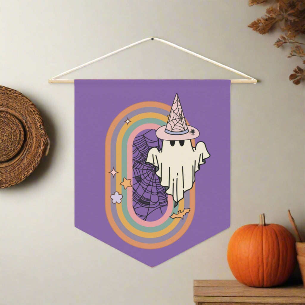 Witch Ghost Retro Boho Halloween Wall Hanging Banner Flag