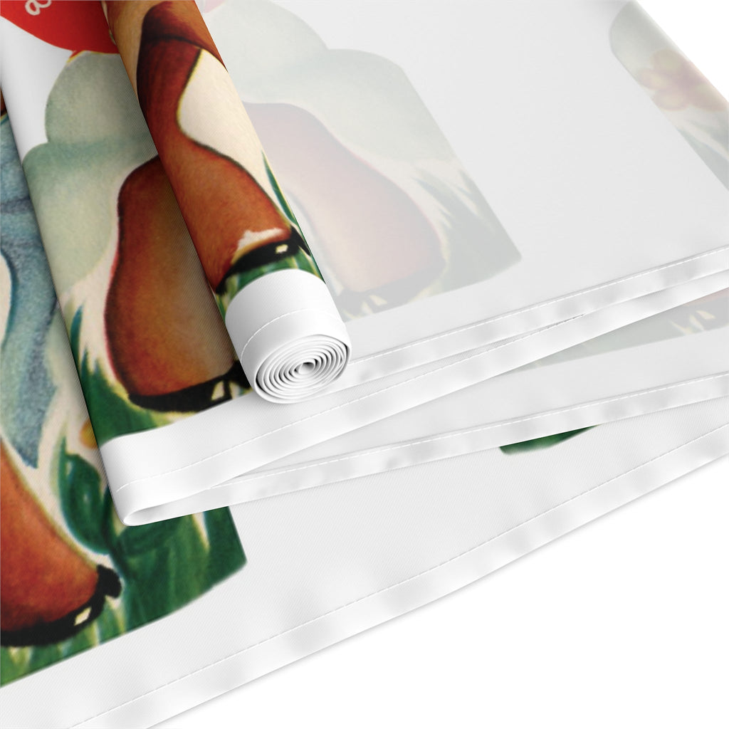 Retro Deer Valentine Table Runner - Adorable Print in Natural Cotton or Quick-Dry Polyester - 16"x72" or 16"x90" Sizes