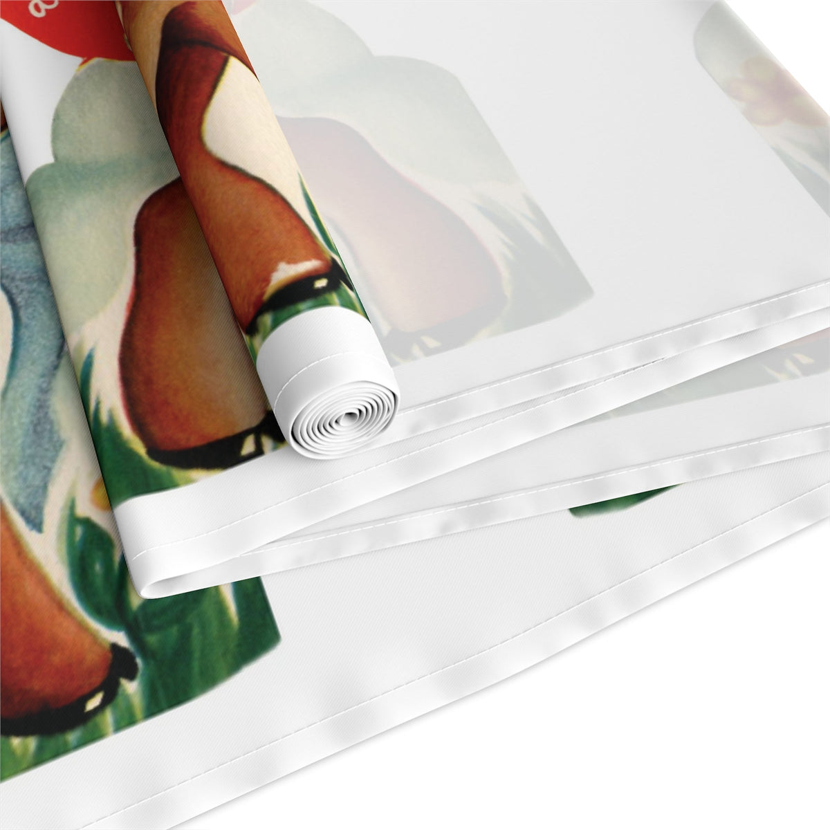 Retro Deer Valentine Table Runner - Adorable Print in Natural Cotton or Quick-Dry Polyester - 16"x72" or 16"x90" Sizes
