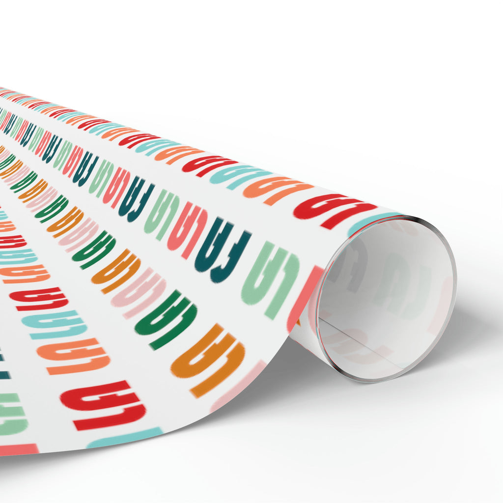 Fa La La La Retro Style Christmas Print Holiday Gift Wrap Paper - Glossy Or Matte