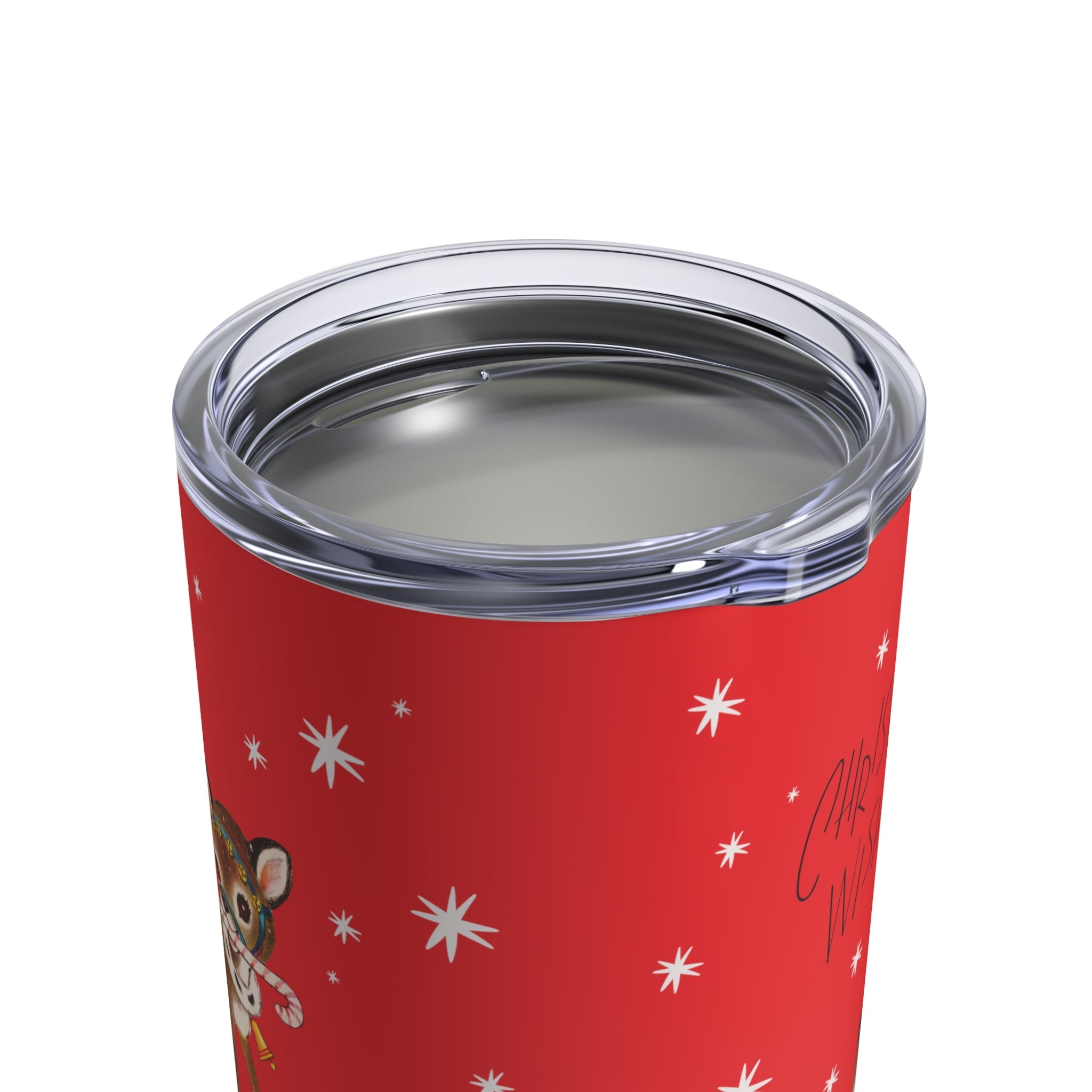 Christmas Wishes Reindeer Stars Retro Red Christmas Print Stainless Steel Tumbler 10oz