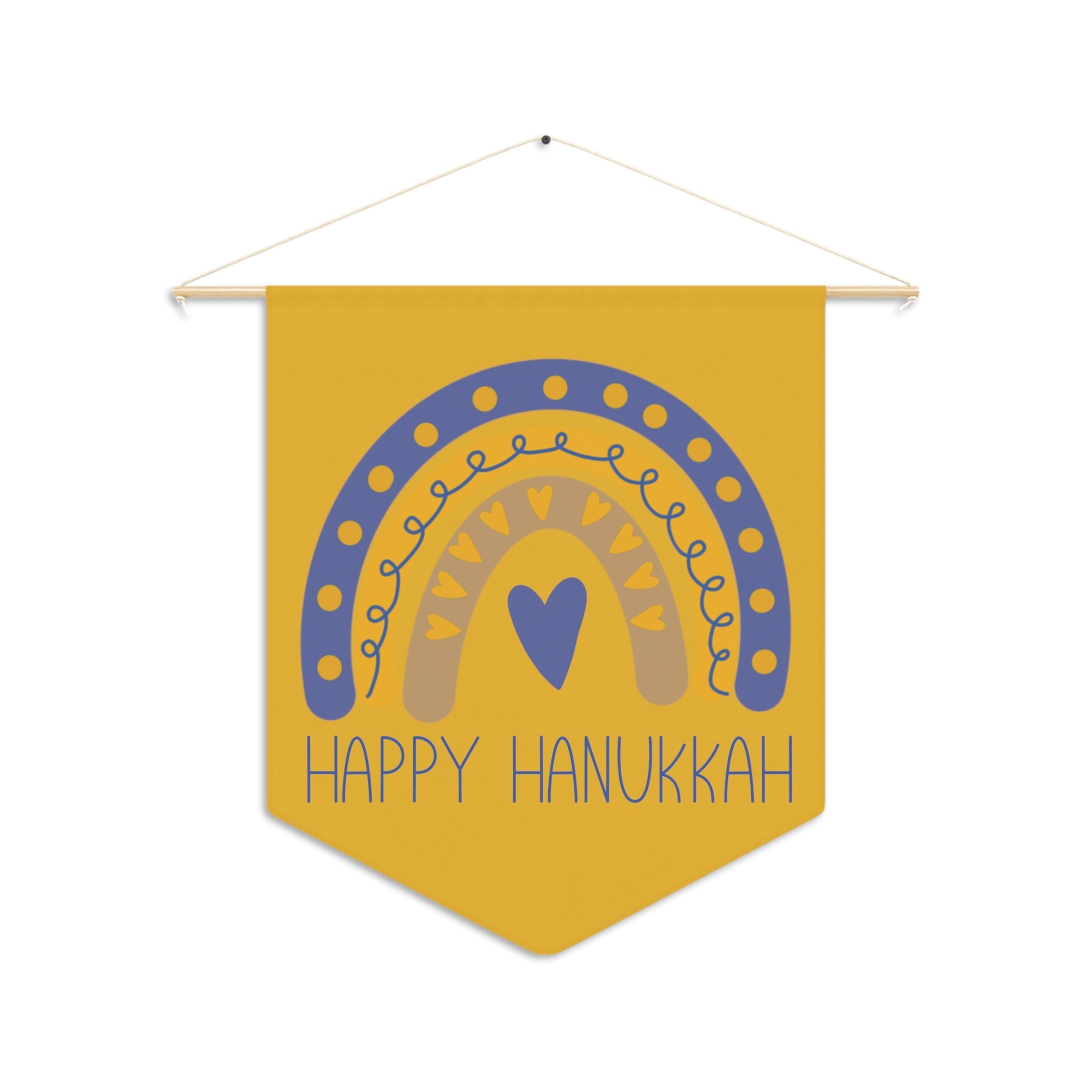 Happy Hanukkah Yellow Wall Hanging Banner Flag