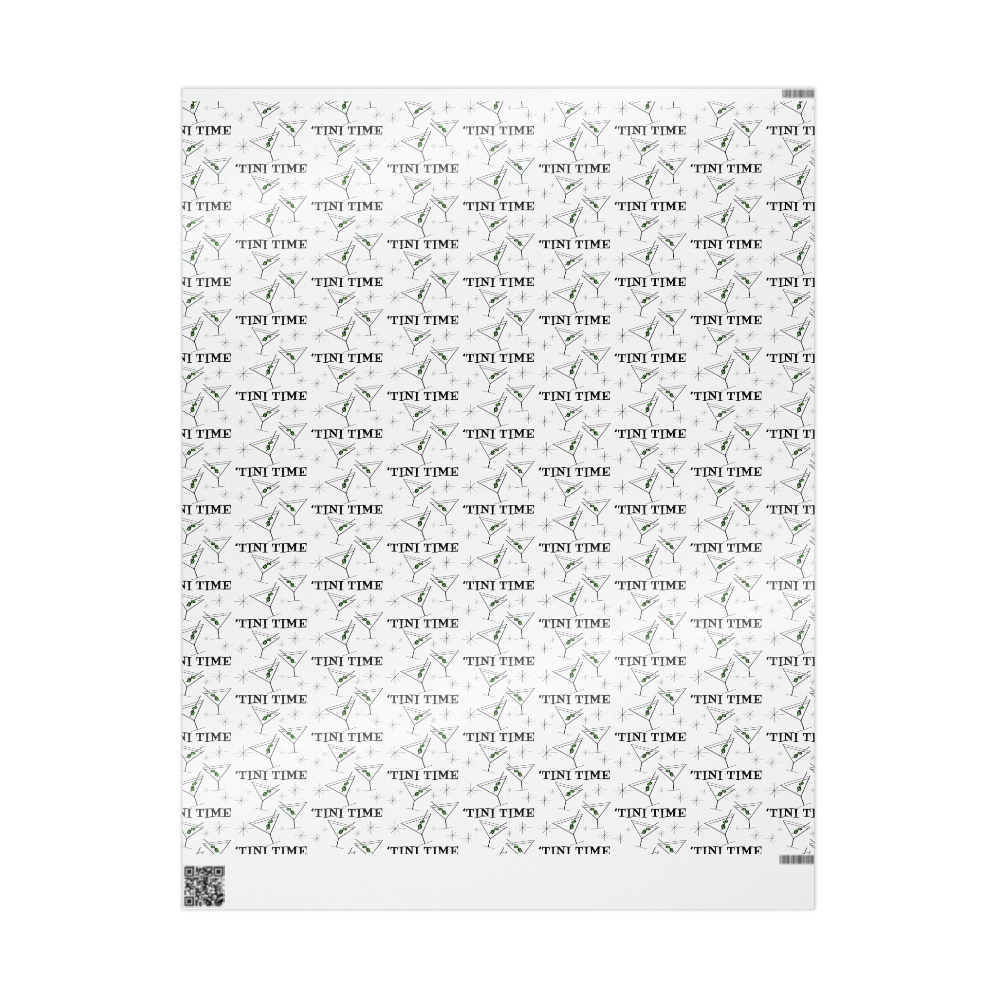 Tini Time Martini Cocktails Happy Hour Atomic Mid Century Retro Style Holiday Gift Wrap Paper - Glossy Or Matte