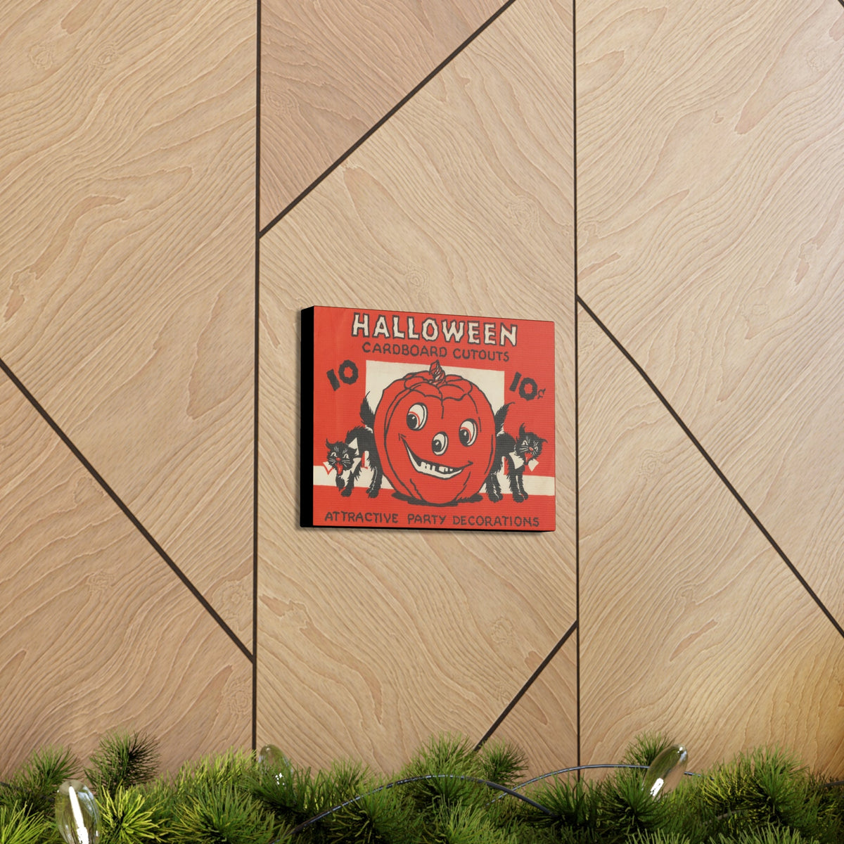 Halloween Cardboard Cutouts Black Cats Retro Halloween Print Canvas Gallery Wrap