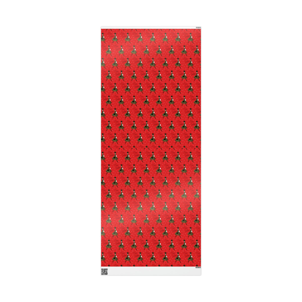 Merry Christmas Lady In Snow Red Mid Century Retro Christmas Print Holiday Gift Wrap Paper - Glossy Or Matte