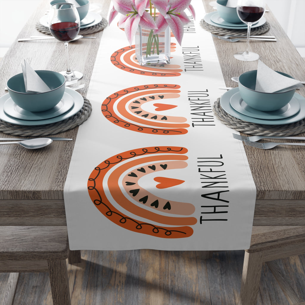 Thankful Boho Rainbow Thanksgiving Table Runner