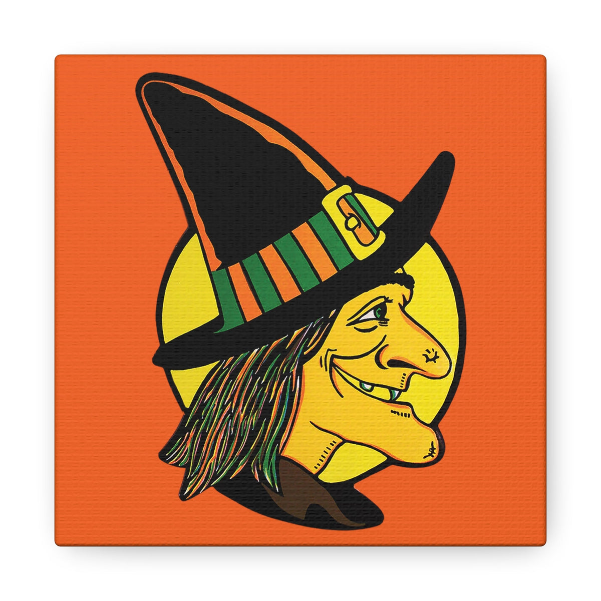 Vintage Witch Retro Halloween Decor Print Canvas Gallery Wrap