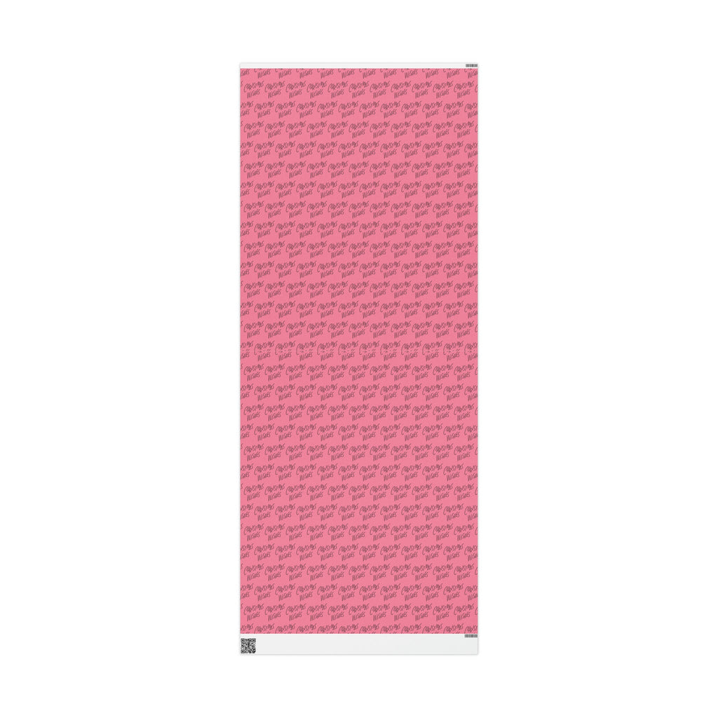 Christmas Wishes Pink Mid Century Retro Christmas Print Holiday Gift Wrap Paper - Glossy Or Matte