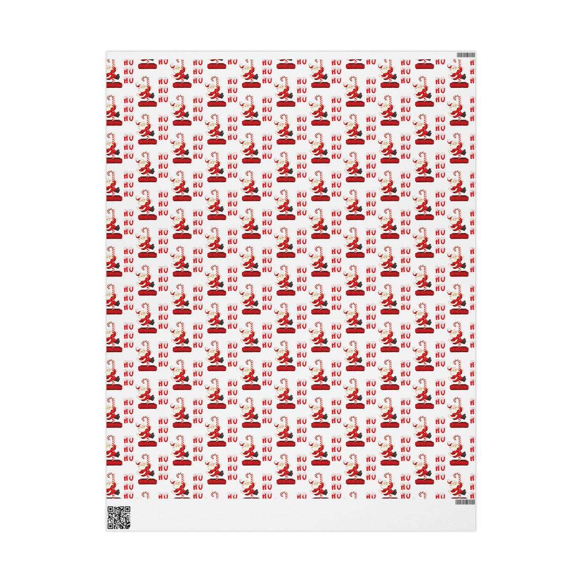 Ho Ho Ho Santa Sliding Down Candy Cane Chimney Mid Century Retro Style Holiday Gift Wrap Paper - Glossy Or Matte