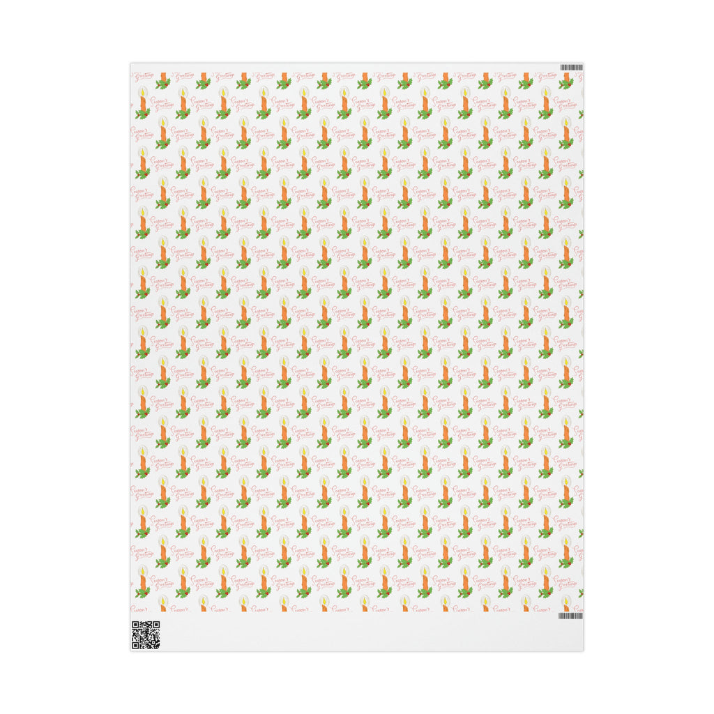 Season's Greetings Christmas Candle With Holly Retro Style Christmas Print Holiday Gift Wrap Paper - Glossy Or Matte