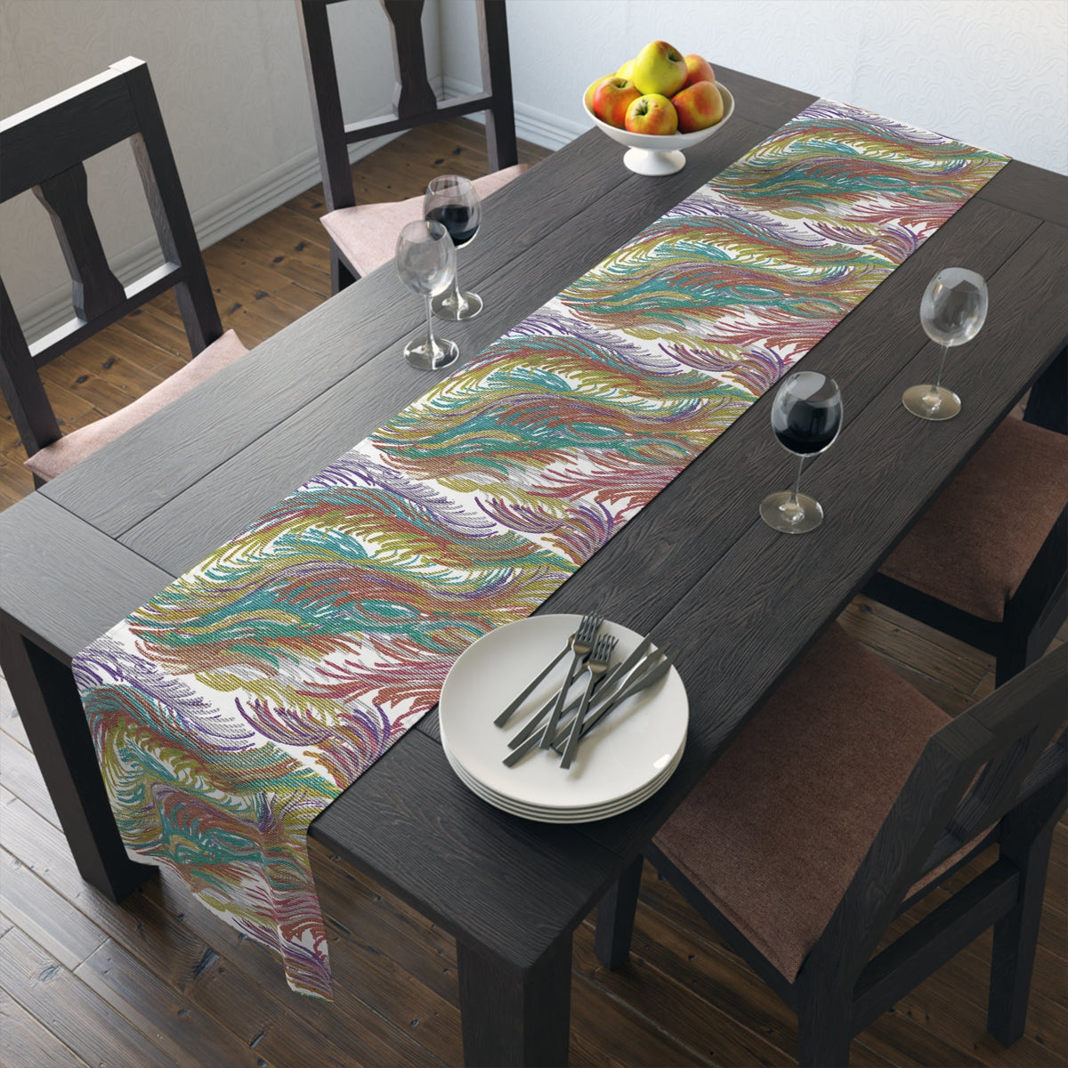 Space Feathers Caden Caraco Modern Art Decor Cotton Poly Table Runner