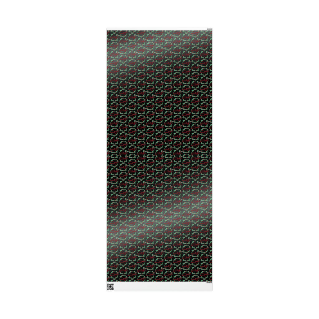 It's A Wonderful Life Christmas Wreath Black Retro Style Holiday Gift Wrap Paper - Glossy Or Matte