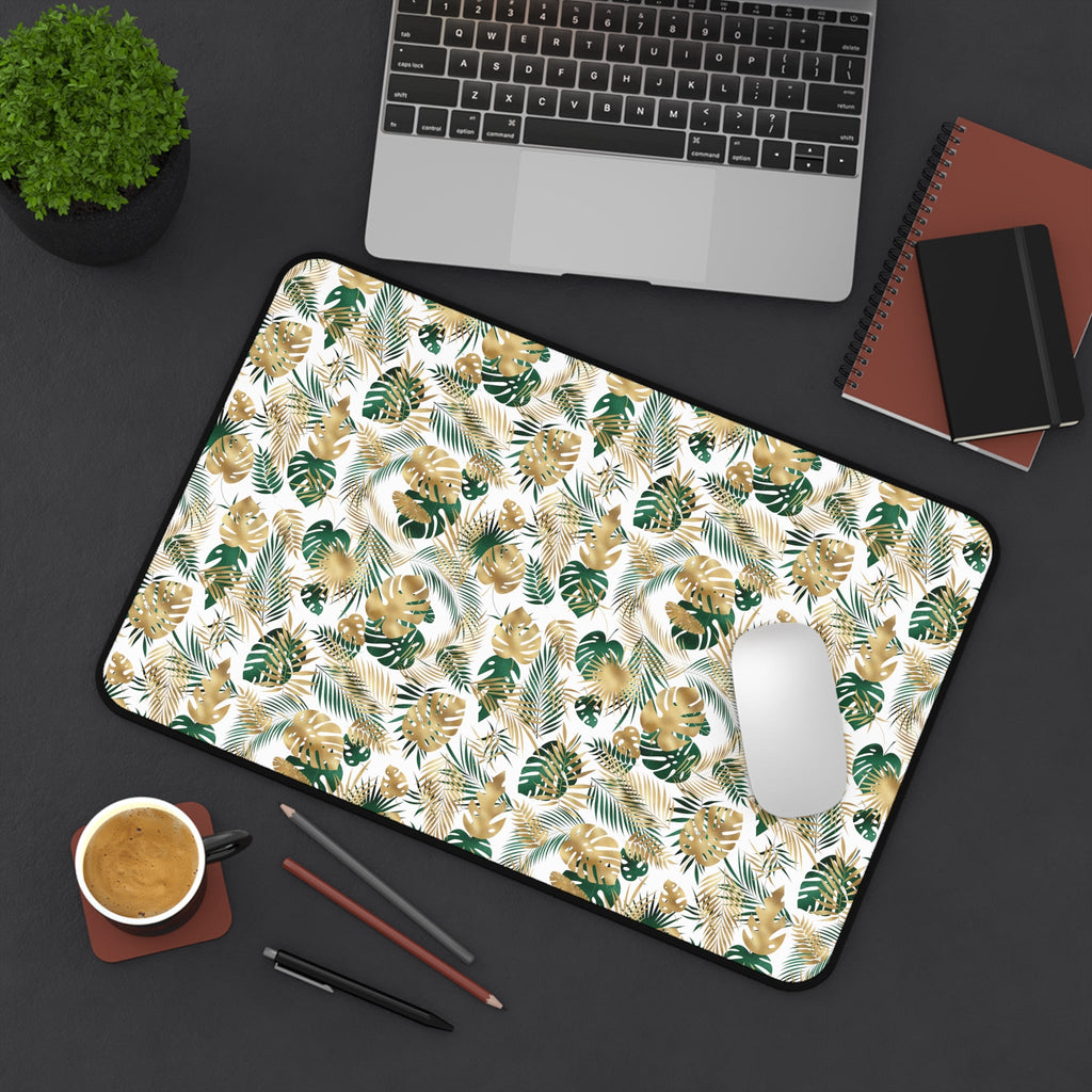 Gold and Green Palm Desk Mat - 3 size options