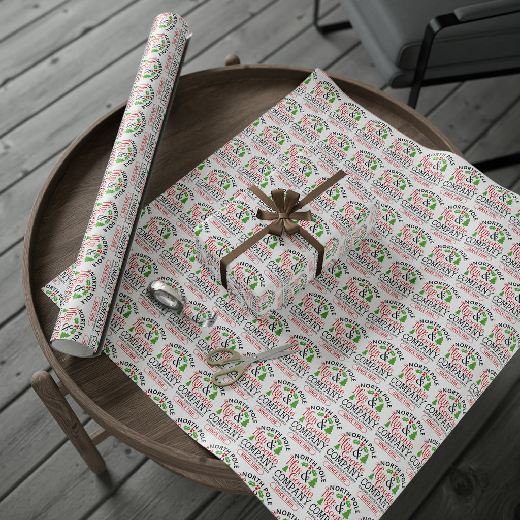 North Pole Milk And Cookie Company Christmas Print Holiday Gift Wrap Paper - Glossy Or Matte