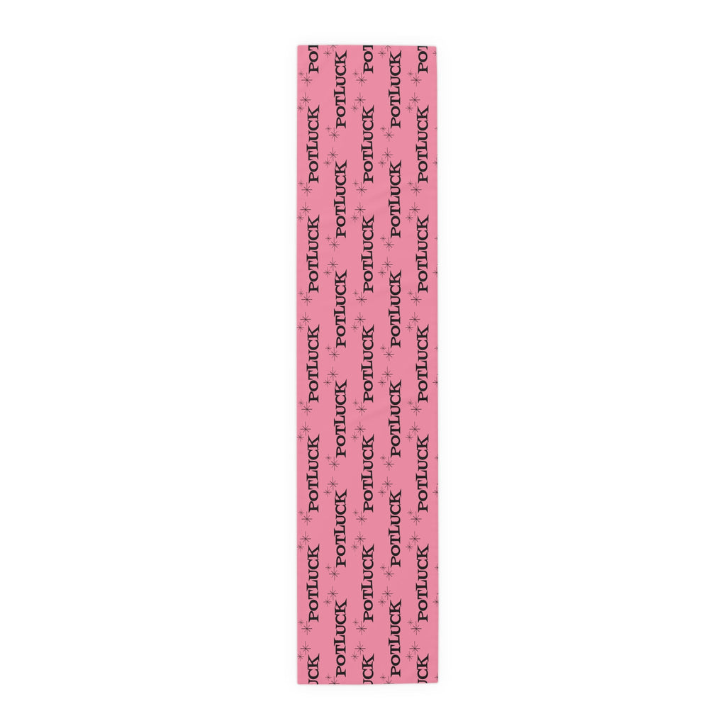 Potluck Pink Atomic Mid Century Retro Style Decor Cotton Poly Table Runner