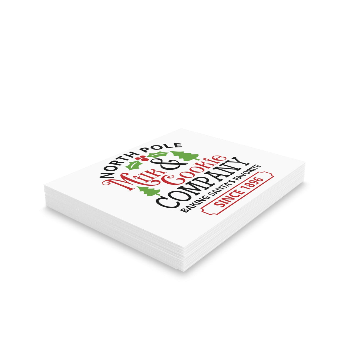 North Pole Milk & Cookie Company Baking Santa's Favorite Christmas Matte Greeting Cards (8, 16, and 24 pcs)